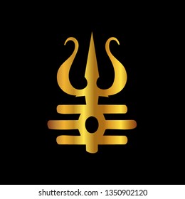 Print Hinduism Trident Trisul Sign golden