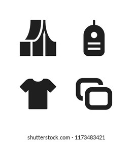 print icon. 4 print vector icons set. shirt, tent and label icons for web and design about print theme