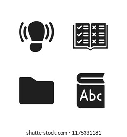 print icon. 4 print vector icons set. footprint, folder and book icons for web and design about print theme