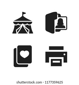 print icon. 4 print vector icons set. tent, folder and printer icons for web and design about print theme