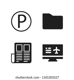 print icon. 4 print vector icons set. folder, booking and p button icons for web and design about print theme
