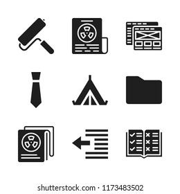 print icon. 9 print vector icons set. newspaper, paint roller and left indent icons for web and design about print theme