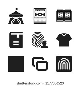 print icon. 9 print vector icons set. open book, square and book icons for web and design about print theme