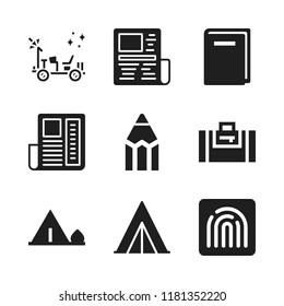 print icon. 9 print vector icons set. fingerprint, tent and lunar roving vehicle icons for web and design about print theme
