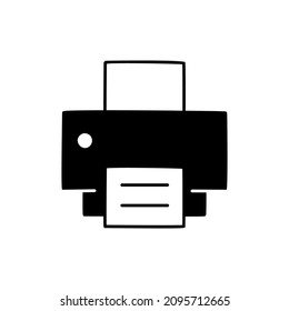 Print Icon in black flat glyph, filled style isolated on white background