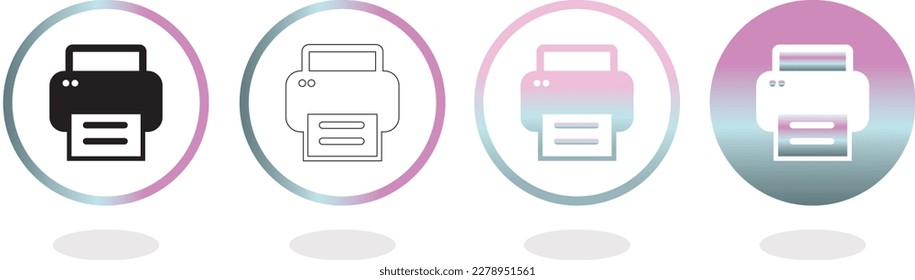 Print icon in circle gradation colour,printer icon for apps and websites,  printer sign in circle or print icon, print sign symbol