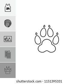 Print icon. collection of 6 print outline icons such as family photo, sport t shirt number 24, fingerprint, animal paw. editable print icons for web and mobile.
