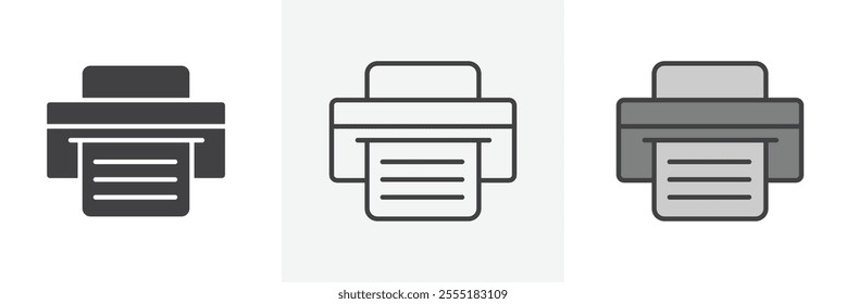 Print icon collection in black and colored style.