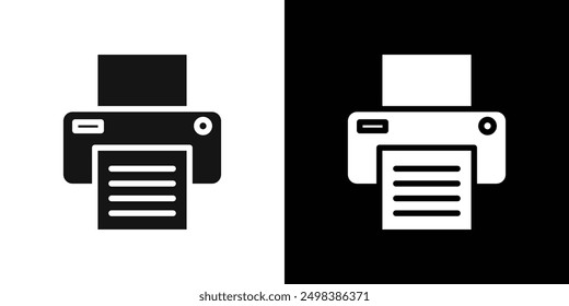 Print icon flat line symbol set.