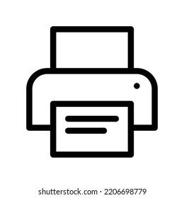 Icono de impresión con impresora y papel con un estilo de contorno negro