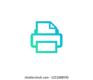Print icon. Printer  vector web icon isolated on white background, EPS 10, top view