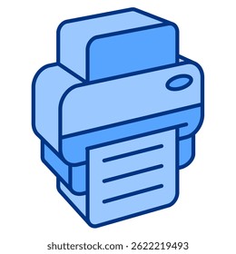 Ícone Imprimir representado por ícone Impressão Simples Estilo azul.