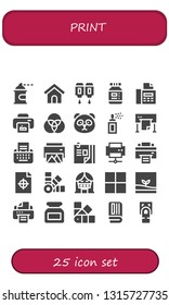 print icon set. 25 filled print icons.  Simple modern icons about  - Spray paint, Dog house, Cartridge, Ink, Fax, Print, Rgb, Panda, Plotter, Type, Printer, Curriculum vitae, Printing test