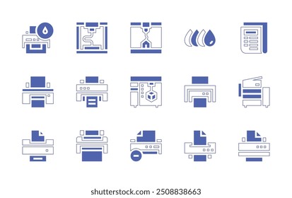Print icon set. Duotone style line stroke and bold. Vector illustration. Containing printer, newspaper, cmyk, print, dprinting, subtract, house.
