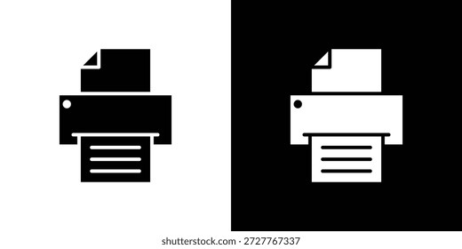 Print icon set. flat icon collection. flat line silhouette set.