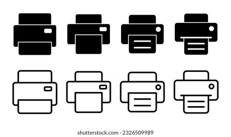Imprimir ilustración de conjunto de iconos. símbolo y signo de impresora