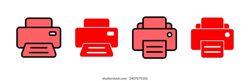 Imprimir ilustración de conjunto de iconos. símbolo y signo de impresora