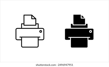 Symbol-Set-Illustration, Druckerzeichen und -symbol auf weißem Hintergrund drucken.