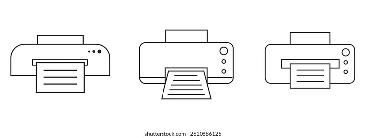 Imprimir ícone definir ilustração. sinal e símbolo da impressora.