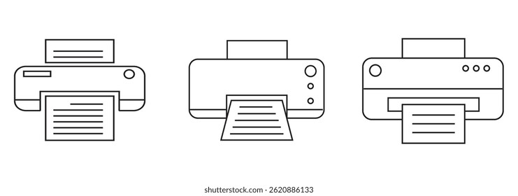 Imprimir ícone definir ilustração. sinal e símbolo da impressora.