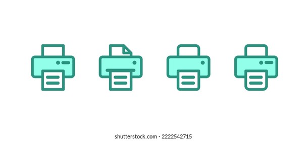 Print icon set. printer, finance, fax, office. flat printer - stock vector.	