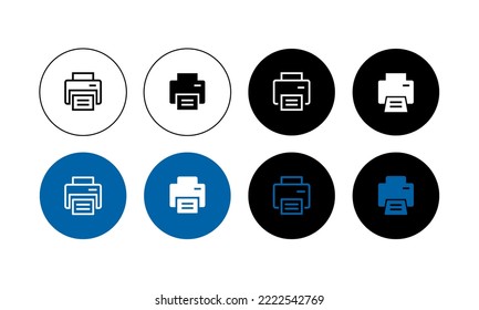 Print icon set. printer, finance, fax, office. flat printer - stock vector.	