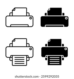 Print icon set. Printer sign. Flat illustration of icons on a white background