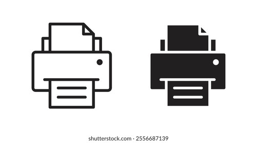 Print icon set in Thin line black color.