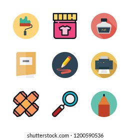 print icon set. vector set about ink, book, dye and templates icons set.