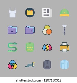 print icon set. vector set about shirt, snake, newspaper and printing icons set.