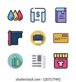 print icon set. vector set about blueprint, pencil, printers and business card icons set.