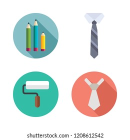 print icon set. vector set about pencil, paint roller and tie icons set.