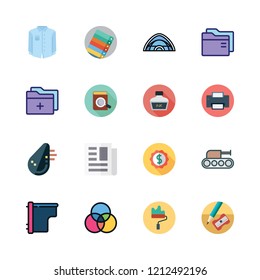 print icon set. vector set about printer, printers, tent and paint roller icons set.