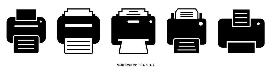 Print icon set. Vector illustration isolated on white background
