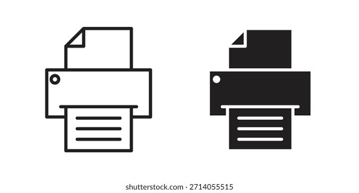 Imprimir desenhos de vetor de silhueta de ícone. Traçados editáveis