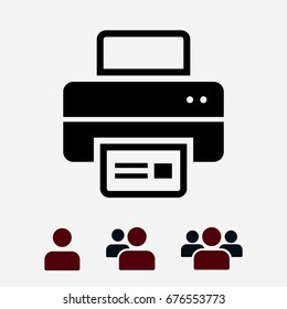 print icon, stock vector illustration flat design style