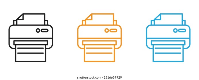 Symbol drucken Dünnzeiliges Illustrationssatz