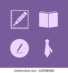 print icon. print vector icons set open book, tie and pencil