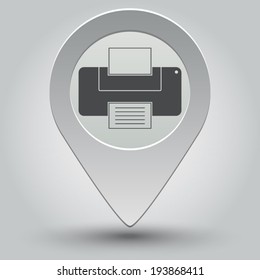print icon - vector map pointer with shadow on light background