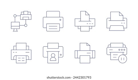 Imprimir iconos. Trazo editable. Conteniendo impresión, impresión, impresora, pausa.