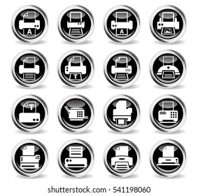 print icons on stylish round chromed buttons