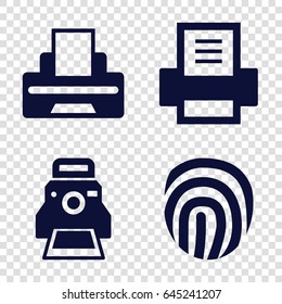 Print icons set. set of 4 print filled icons such as printer, camera printing photo