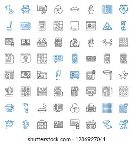 print icons set. Collection of print with indian tent, kiss, news, certificate, poster, cactus, sloth, newspaper, tic tac toe, printer, rgb. Editable and scalable print icons.
