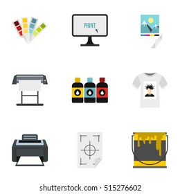 Print icons set. Flat illustration of 9 print vector icons for web