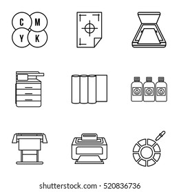Print Icons Set. Outline Illustration Of 9 Print Vector Icons For Web