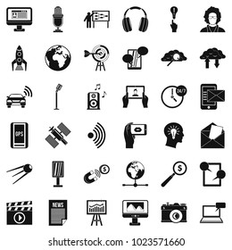 Print icons set. Simple set of 36 print vector icons for web isolated on white background
