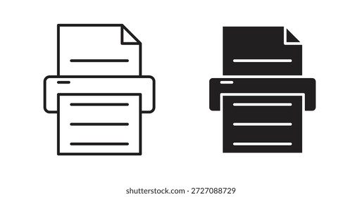 Ícones de impressão definidos. Ilustração de vetor de linha simples