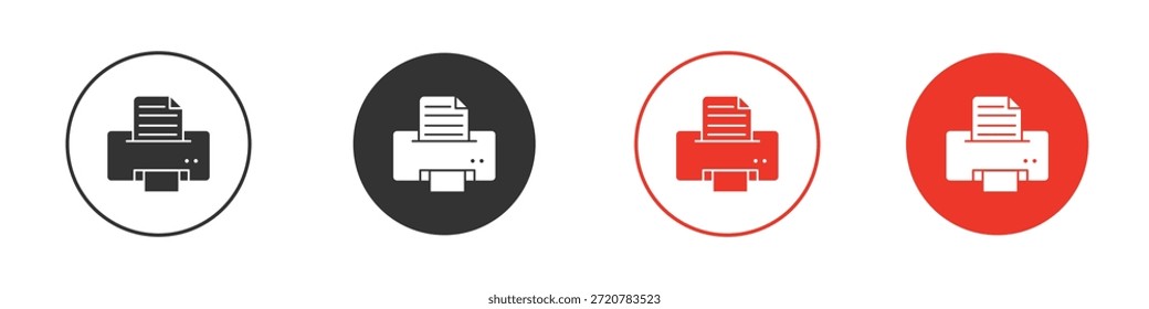 Drucken Symbole einfache flache Silhouette Vektorgrafik