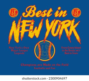 Print-Illustration mit einer Vintage-Ästhetik für ein imaginäres Baseball-Team in New York