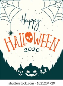 Print illustration HAPPY HALLOWEEN WEBS concept for party poster